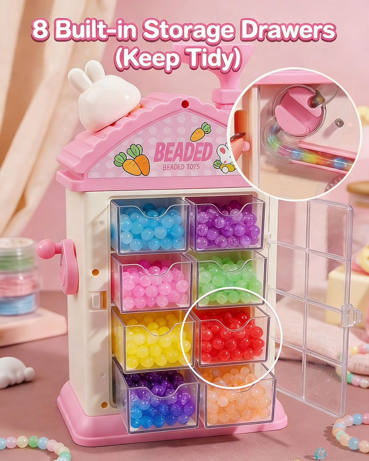STACTCUTE bead tray with recycling path for mess-free cleanup