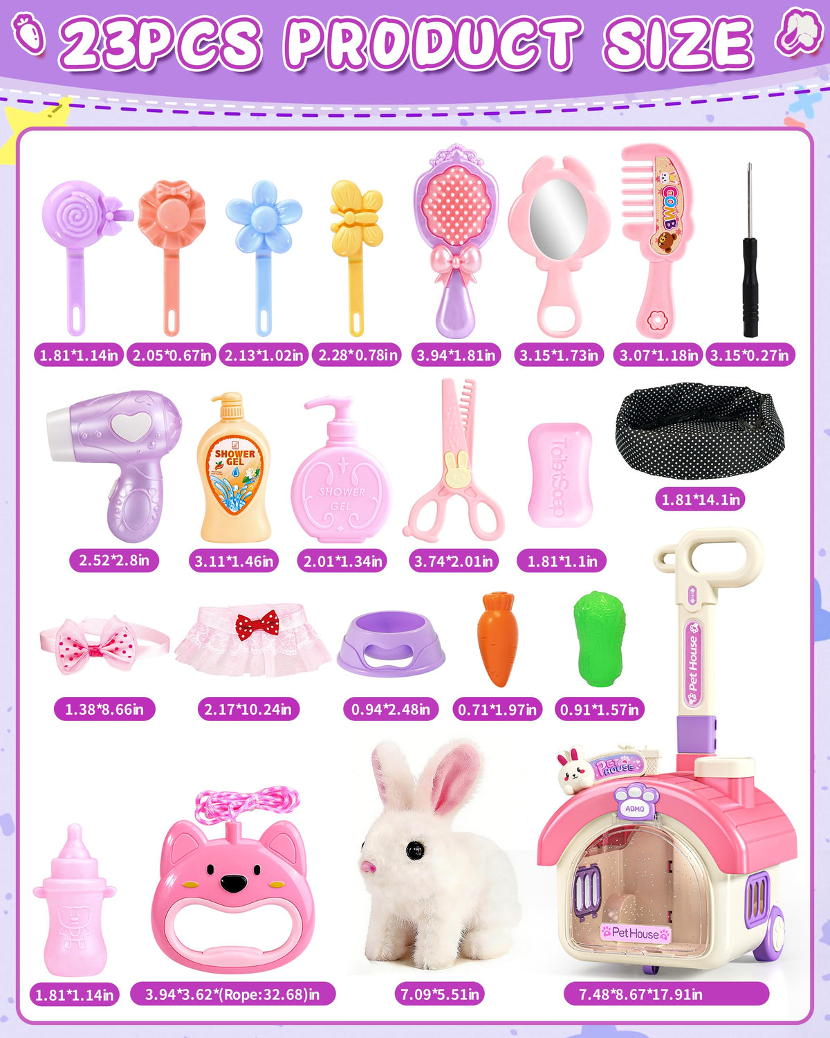 STACTCUTE feeding props for mealtime pretend play with bunny