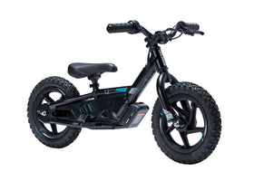 STACYC 12eDRIVE front view highlights easy balance learning with a lightweight frame.