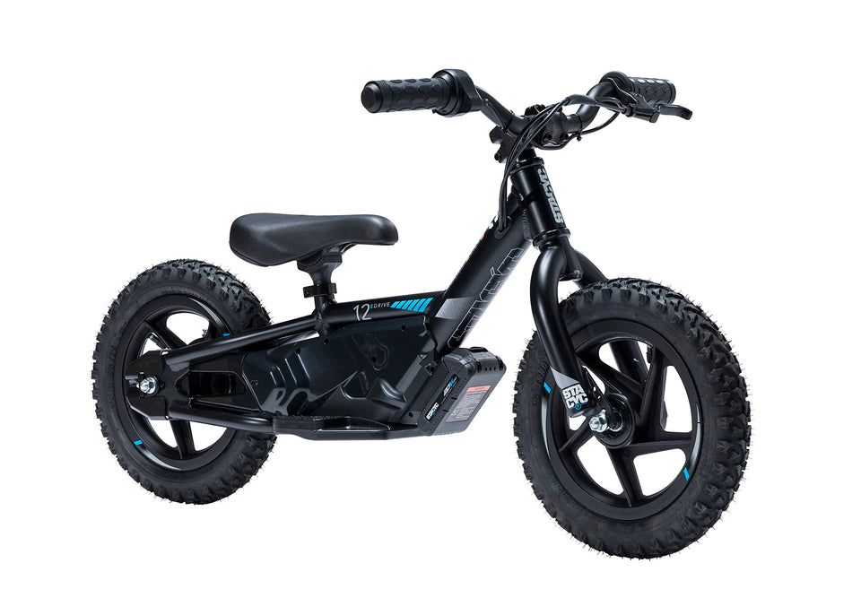 STACYC 12eDRIVE front view highlights easy balance learning with a lightweight frame.