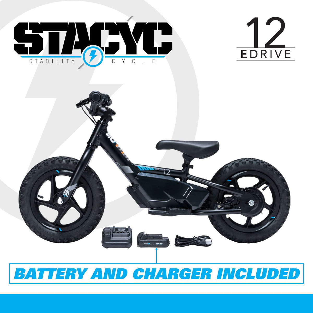 STACYC 12eDRIVE park setting illustrates safe, kid-friendly adventures.