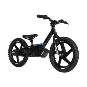 STACYC 16eDRIVE front view shows a kid-friendly balance bike for ages 5-7.
