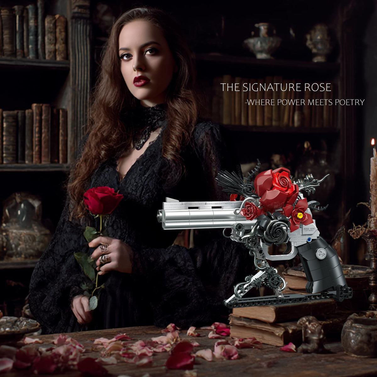 Close-up of STADREWVY red roses on the gun detail for visual richness