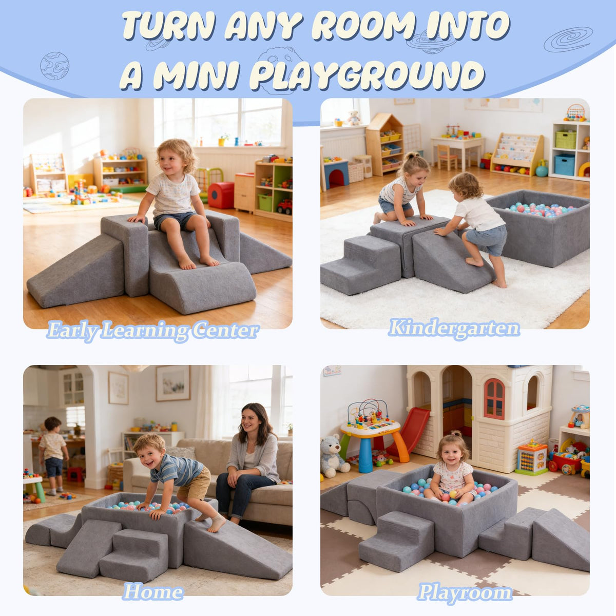 STAOLENE compact storage keeps play areas tidy between sessions.