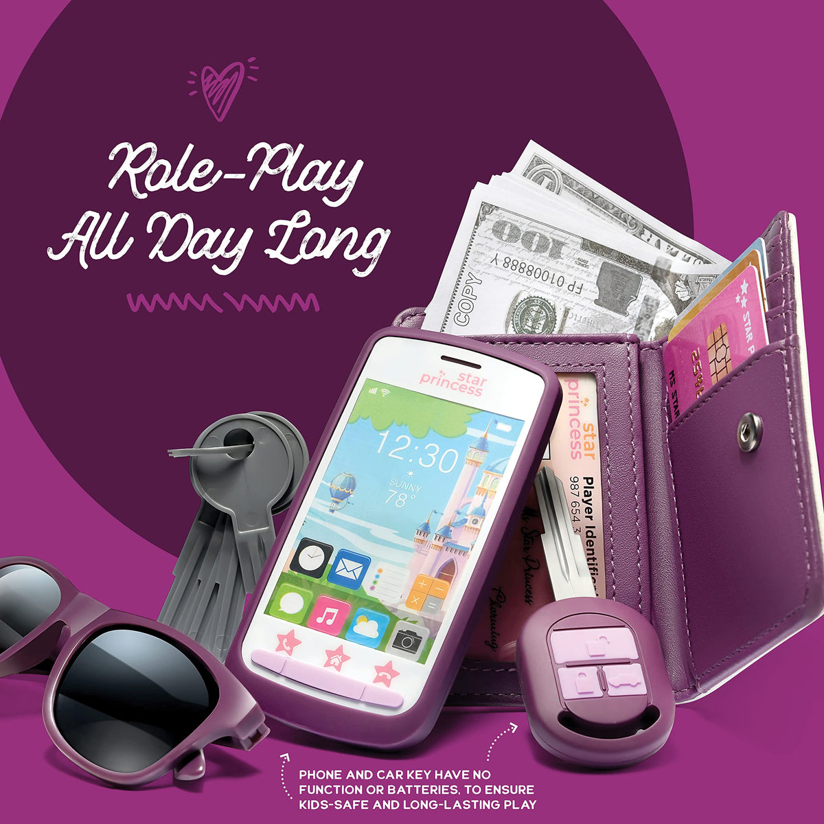Star Princess pretend wallet included for realistic role-play