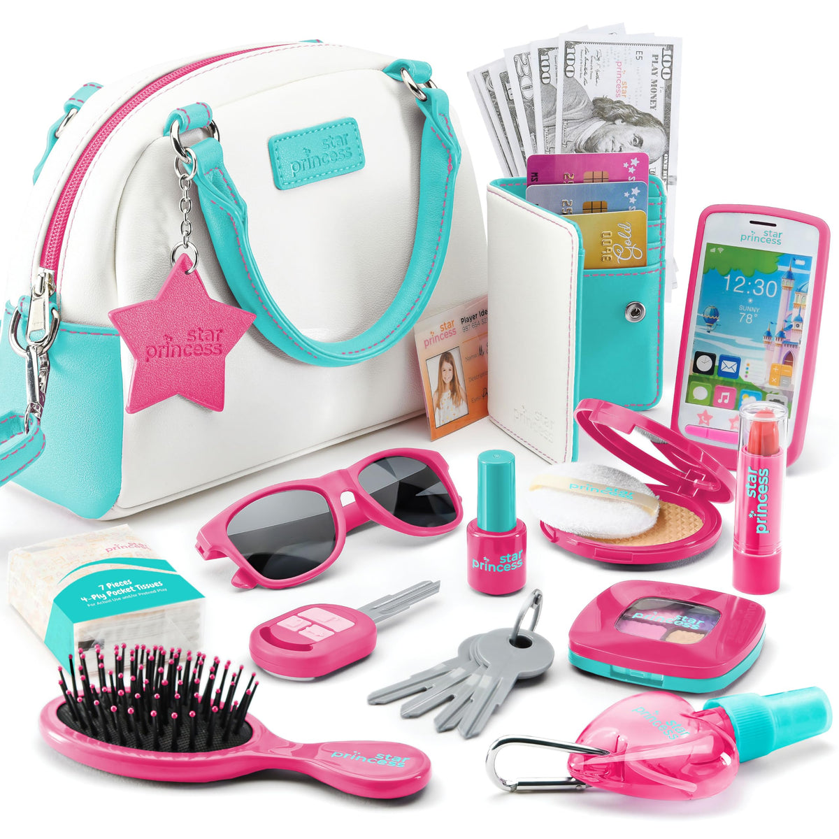 Star Princess play purse with toy phone for imaginative pretend play