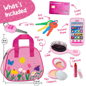 Star Princess Purse pretend makeup set provides mess-free dress-up fun for toddlers.