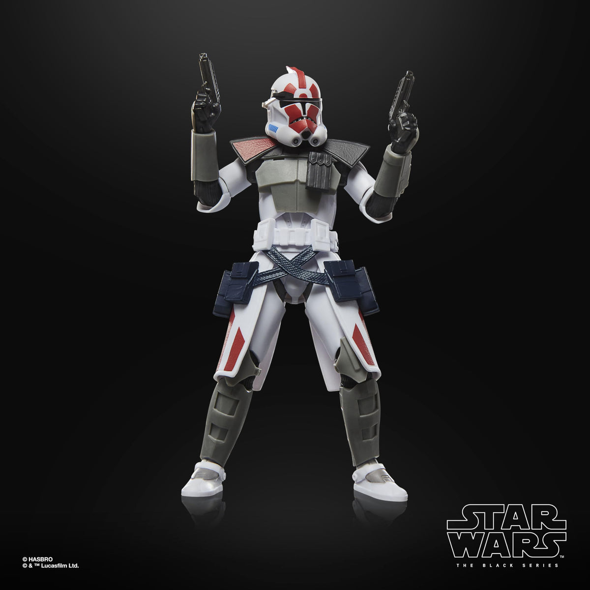 Star Wars ARC Trooper Infiltrator blaster accessory included for authentic display.