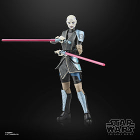 STAR WARS The Black Series Asajj Ventress display-ready setup on a shelf.