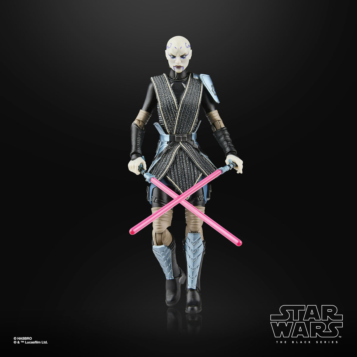 STAR WARS The Black Series Asajj Ventress dual lightsabers for action-ready poses.