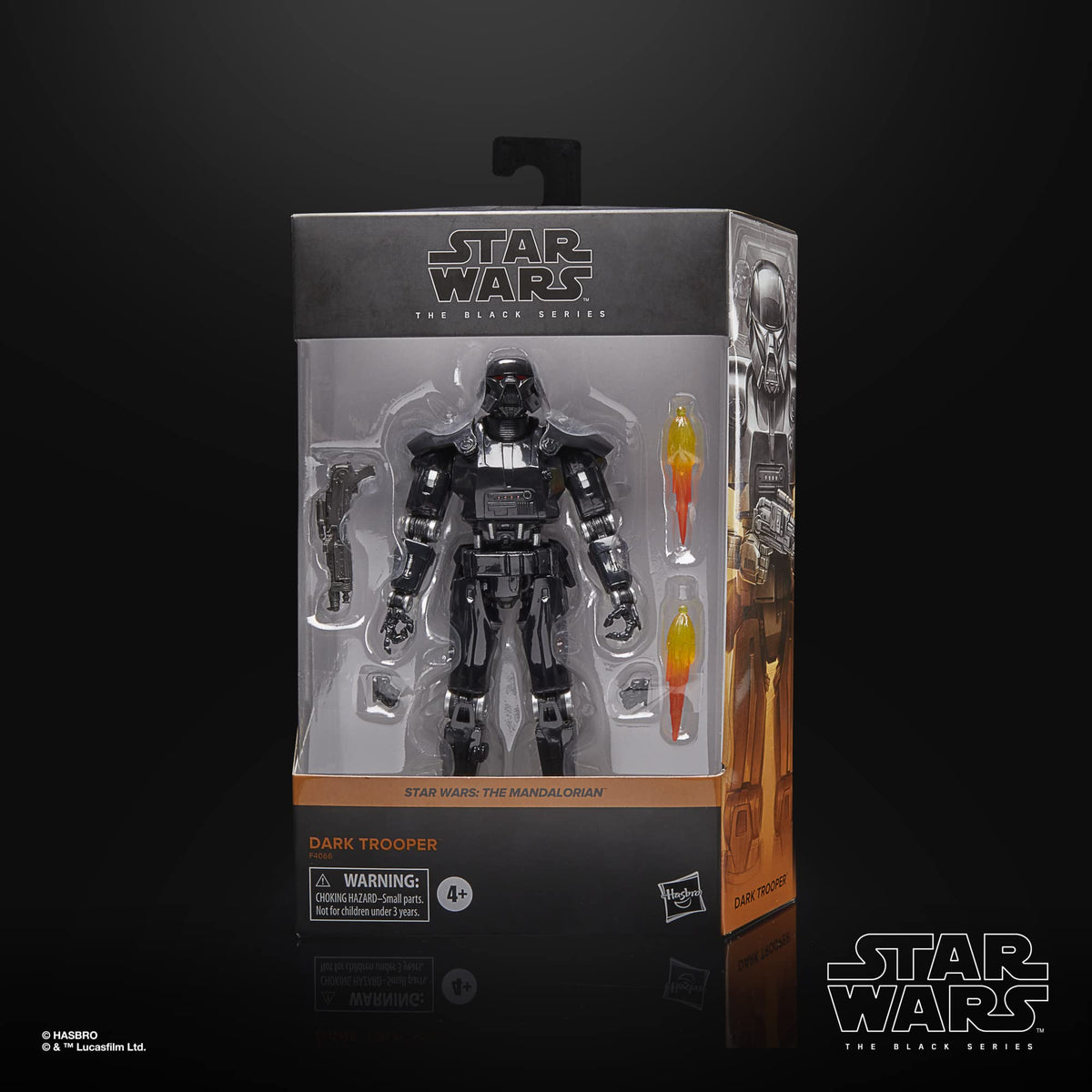 STAR WARS Black Series Dark Trooper jet boots for dynamic posing.