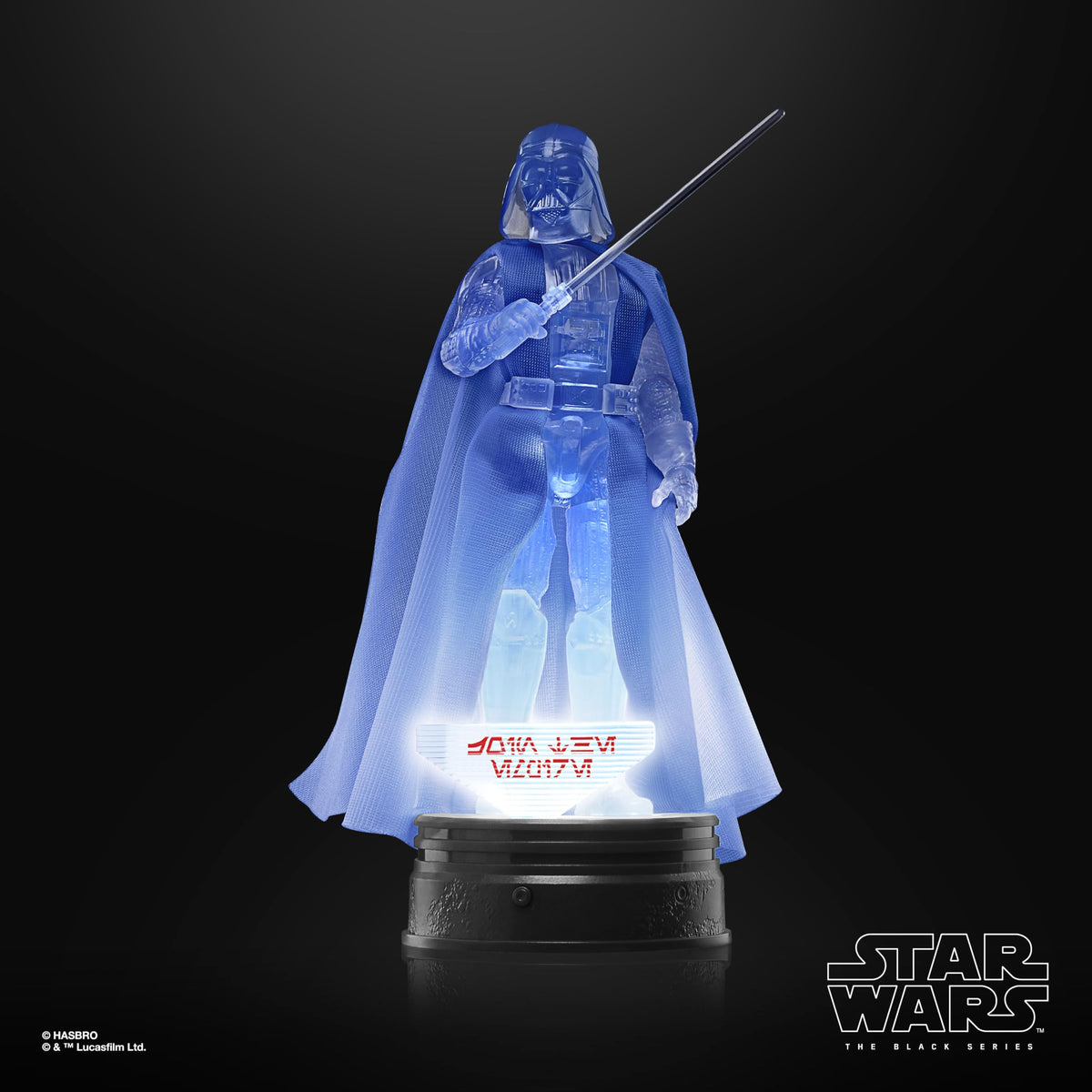 Hologram-style deco echoes iconic transmissions from the dark side.