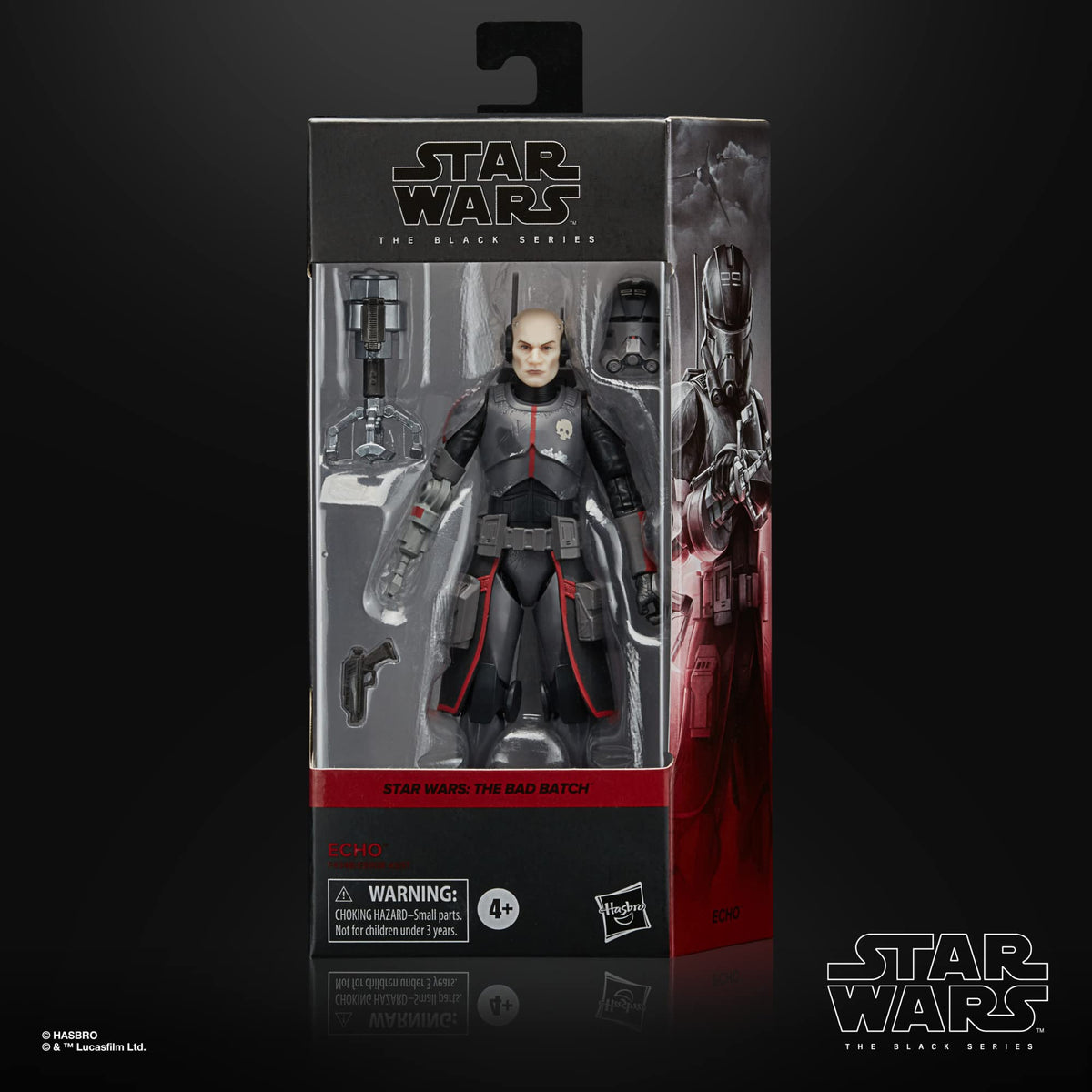 STAR WARS The Black Series Echo figure articulation pose for dynamic action.