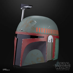 STAR WARS Boba Fett Re-Armored helmet full-scale roleplay collectible for fans.