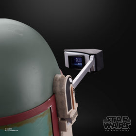 STAR WARS Boba Fett Re-Armored helmet HUD display with LEDs for roleplay scenes.
