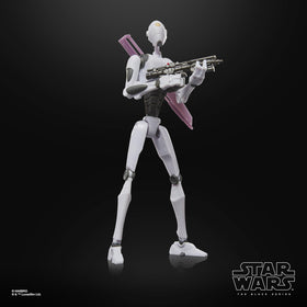 Star Wars Commando Droid blaster accessory included for action-ready display.
