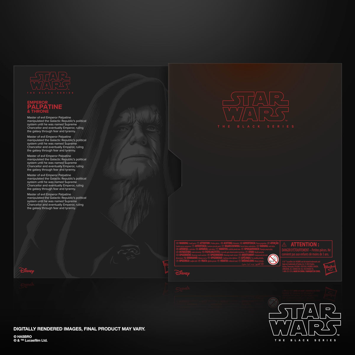 Star Wars Emperor Palpatine packaged on shelf for easy display.