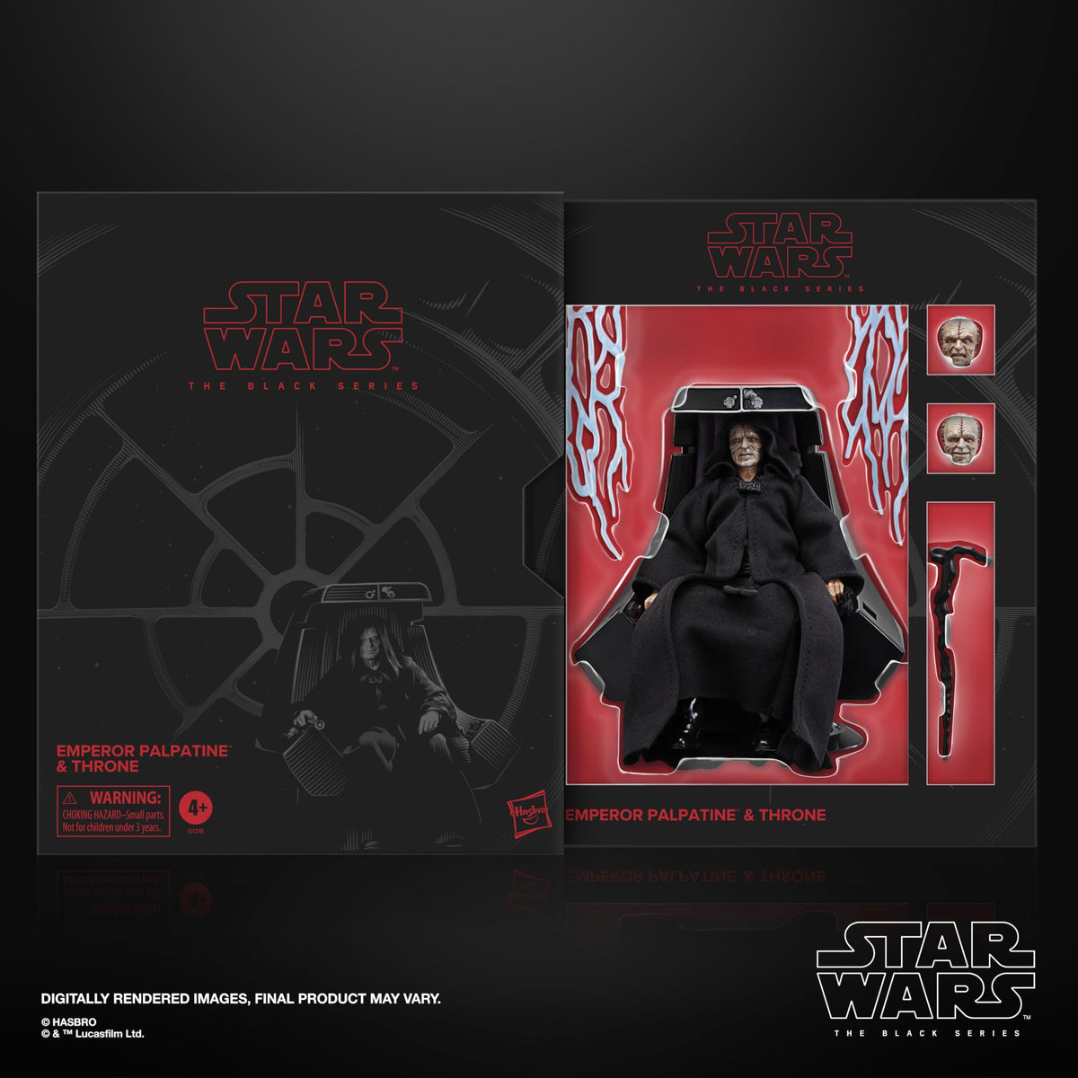 Star Wars Emperor Palpatine throne close-up highlights premium deco and details.