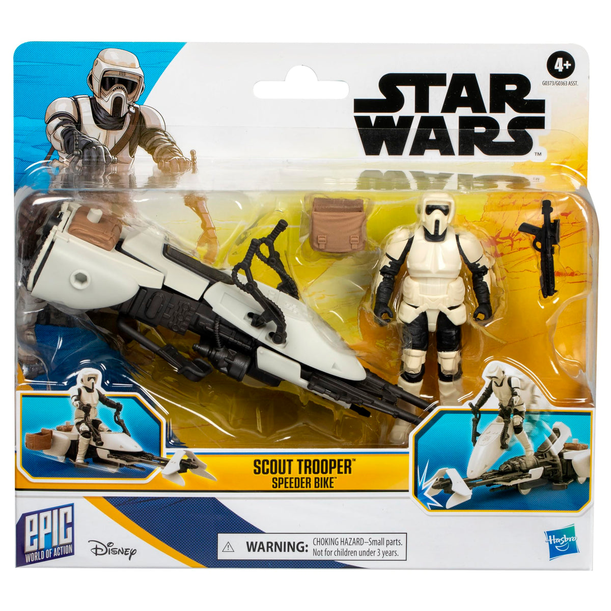 STAR WARS Epic World of Action three-wheel speeder bike design for fast spins.