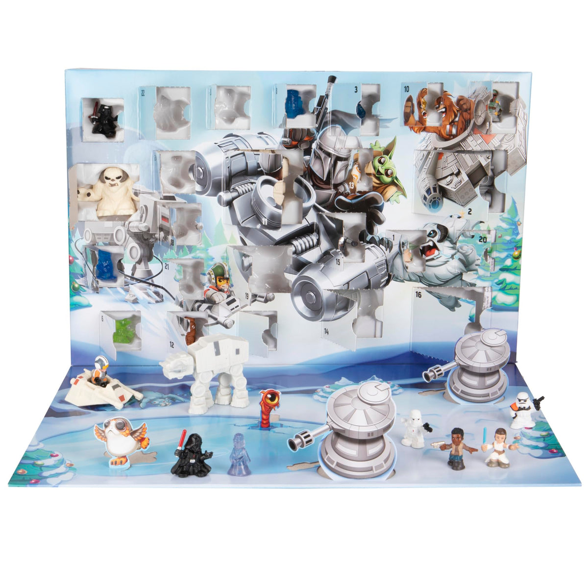 STAR WARS fold-down play area with snowy backdrop for play