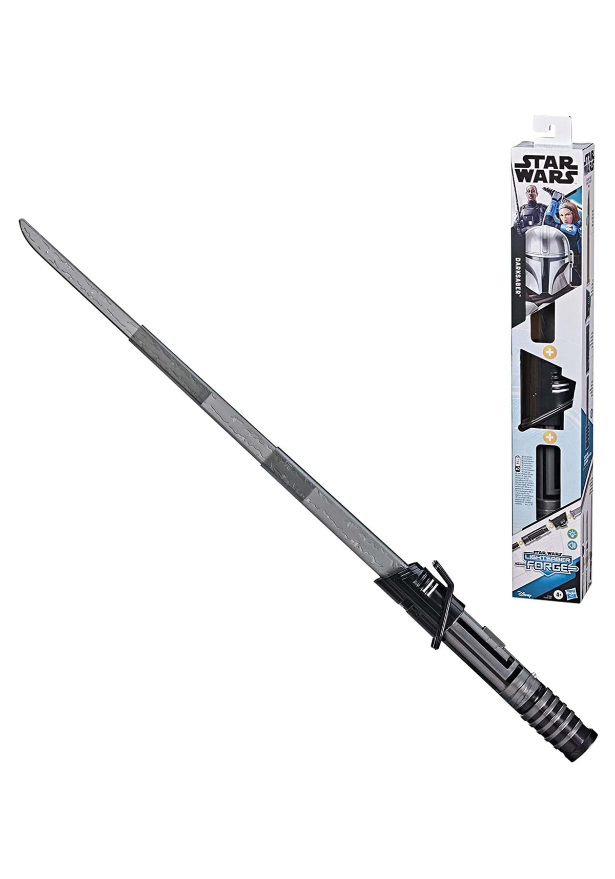 Star Wars Lightsaber Forge Darksaber blade extended for dynamic pretend battles.