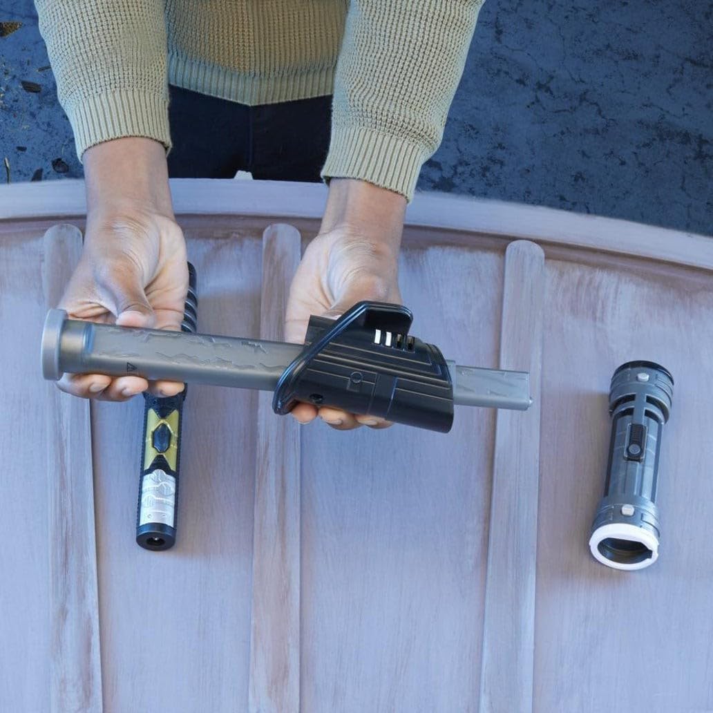 Star Wars Lightsaber Forge Darksaber cap and core assembled for customizable play.