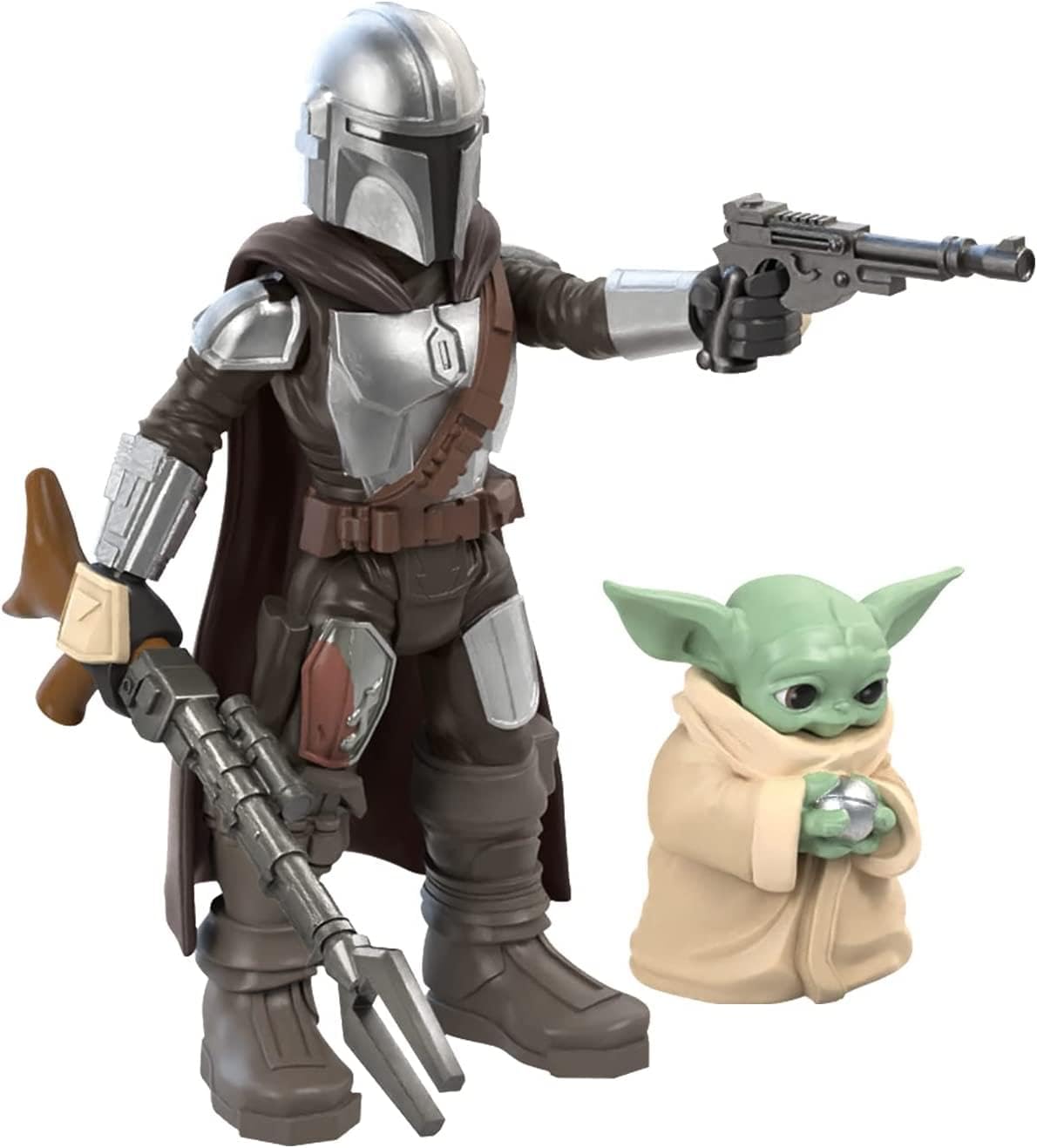 Star Wars Mandalorian figure pose with Razor Crest for storytelling