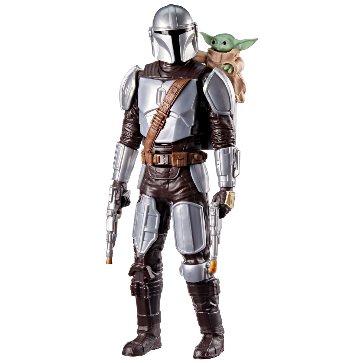 STAR WARS Mandalorian Grogu bounty blaster figure with Grogu for imaginative play.