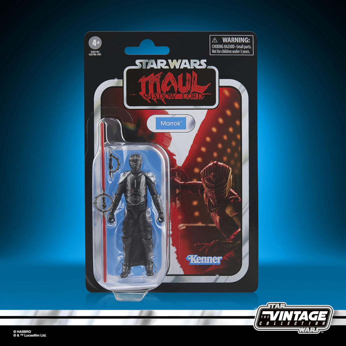 STAR WARS Marrok Shadow Lord soft goods cape enhances authentic look on shelf.