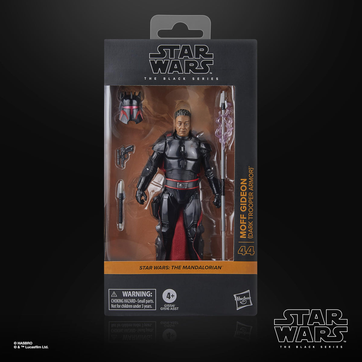 Moff Gideon figure with helmet, staff, and blaster for dynamic posing