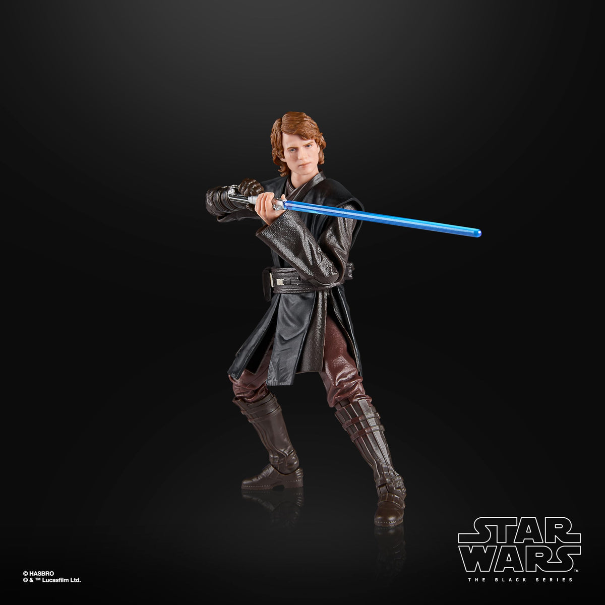 STAR WARS The Black Series Anakin Skywalker collectible display on shelf.