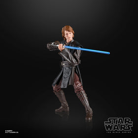 STAR WARS The Black Series Anakin Skywalker collectible display on shelf.