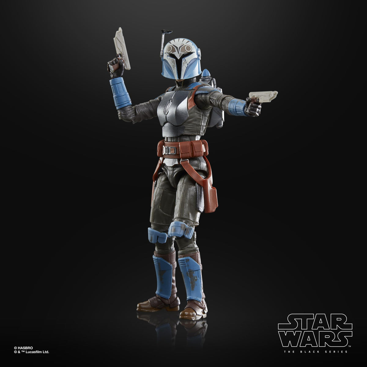 Two blasters, removable helmet, and jetpack expand display and storytelling options.