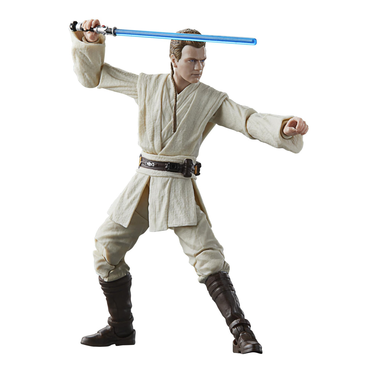Star Wars The Black Series Obi-Wan Kenobi Padawan figure with premium deco for display collection.