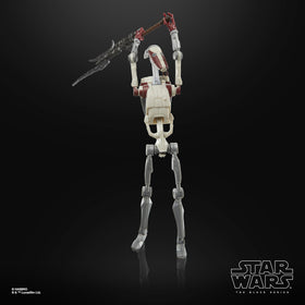 Star Wars The Black Series Battle Droid Jedi Survivor figure ready for display