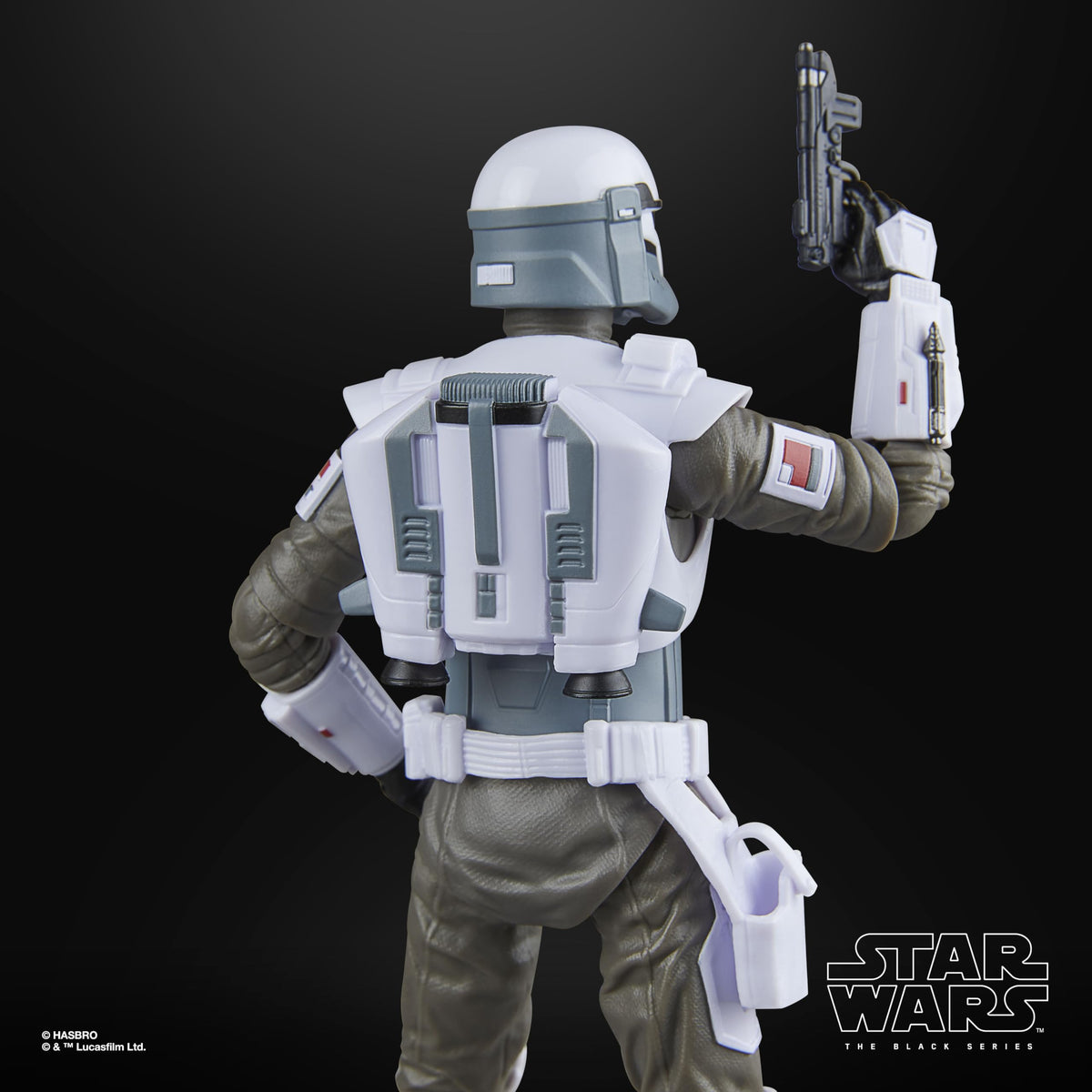 Star Wars The Black Series Imperial Armored Commando figure part of a galactic scene setup.