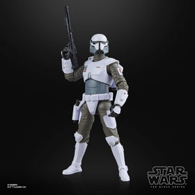 Star Wars The Black Series Imperial Armored Commando figure with detailed decoration and armor.