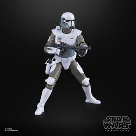 Star Wars The Black Series Imperial Armored Commando figure in window box packaging for display.
