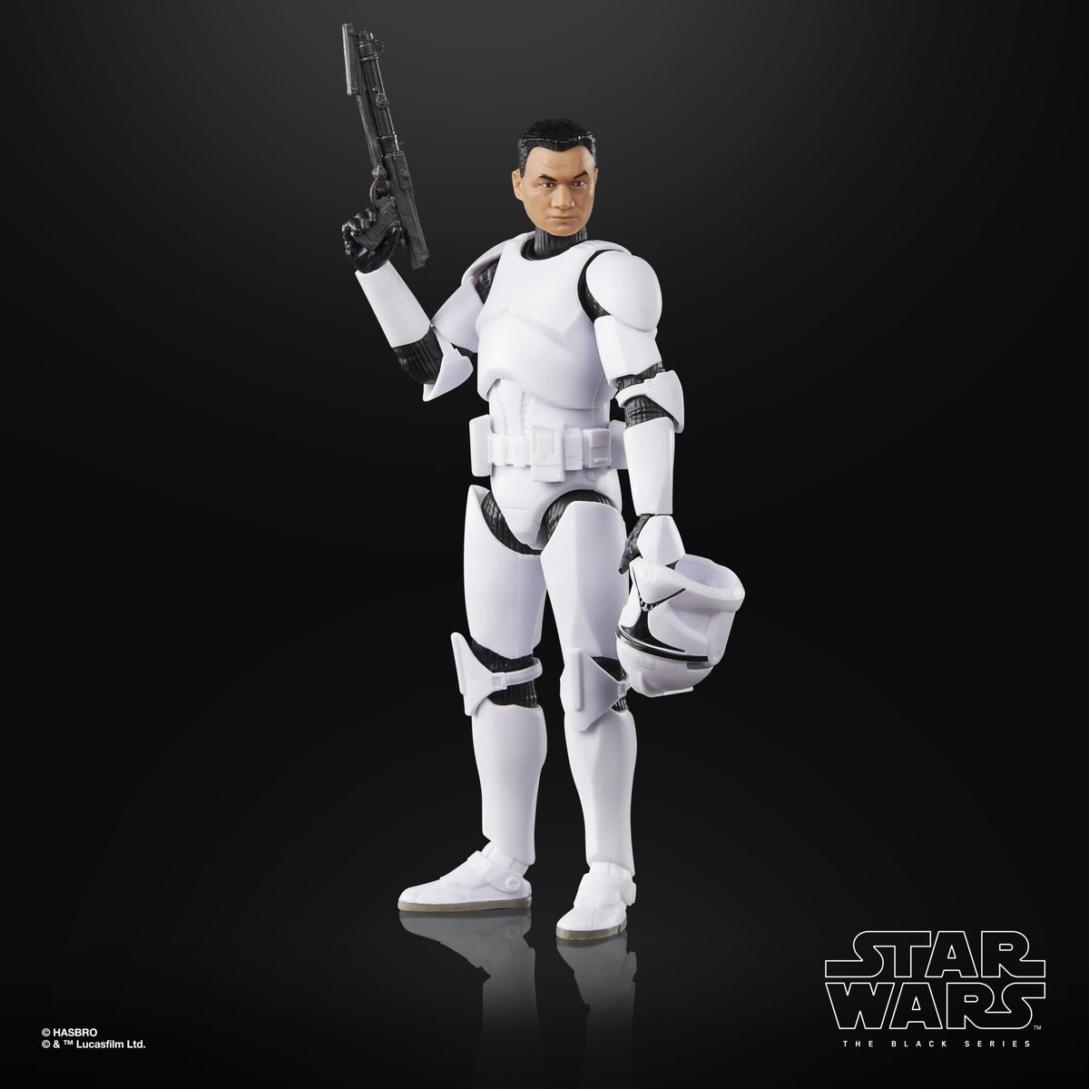 STAR WARS The Black Series Phase I Clone Trooper with film deco for accurate display.
