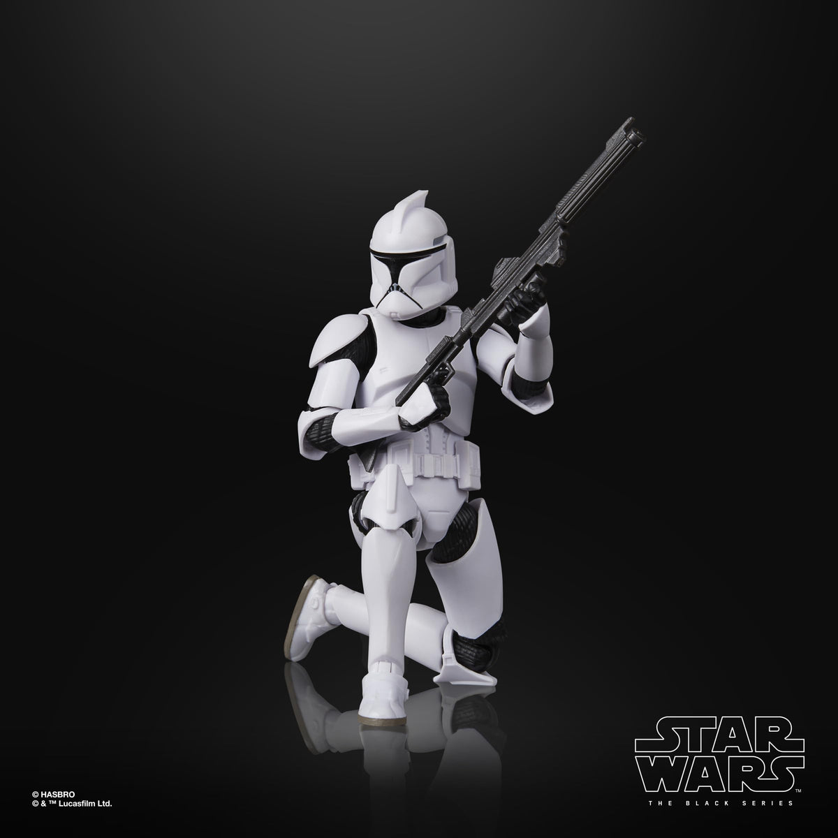STAR WARS The Black Series Phase I Clone Trooper shown in window box packaging.