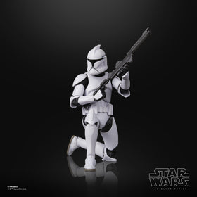 STAR WARS The Black Series Phase I Clone Trooper shown in window box packaging.