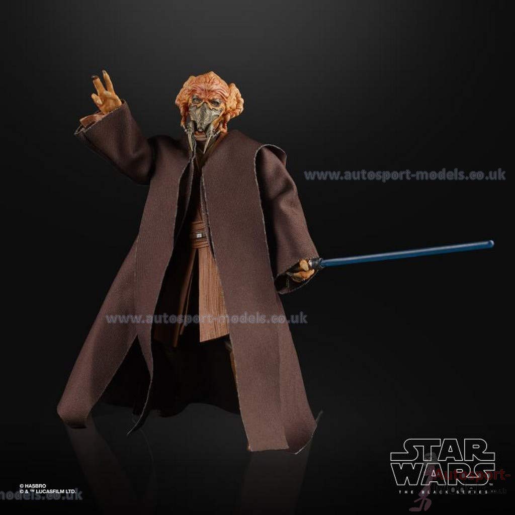 STAR WARS The Black Series Plo Koon figure with accessories for imaginative play.