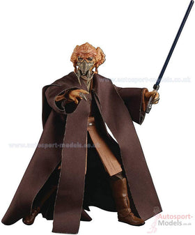 STAR WARS The Black Series Plo Koon figure shows advanced articulation for dynamic poses.