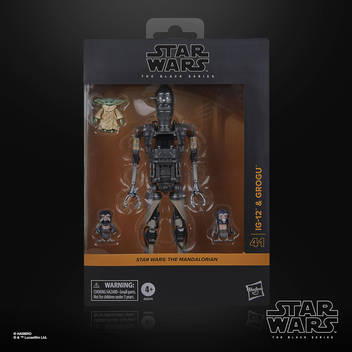 Premium articulation and deco highlight the IG-12 and Grogu figures.