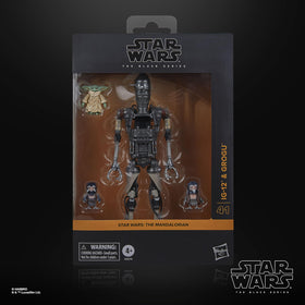 Premium articulation and deco highlight the IG-12 and Grogu figures.