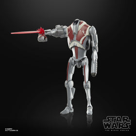 Star Wars The Black Series Super Battle Droid diorama pose in action scene