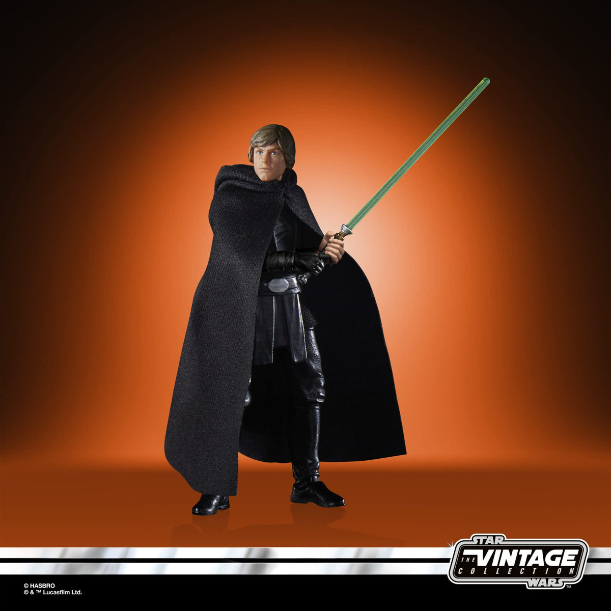 Side view of STAR WARS Luke Skywalker Vintage Collection figure for display