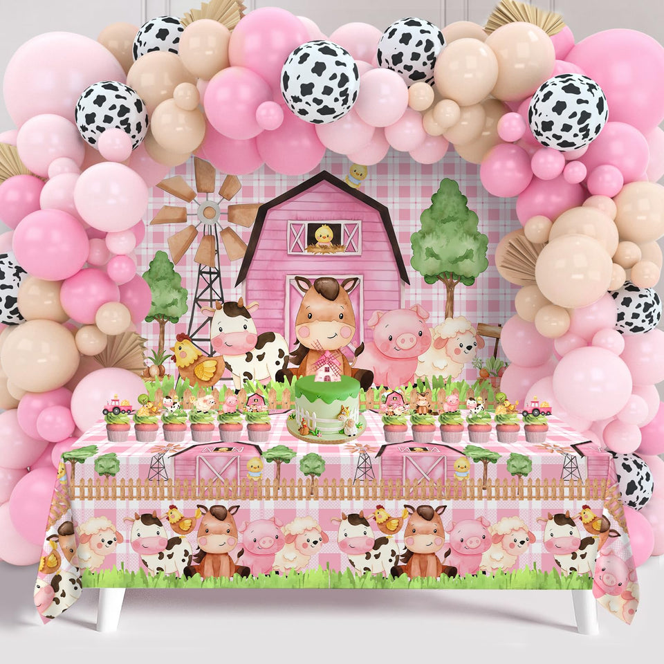 Staraise farm-animal backdrop banner for festive birthday photos.