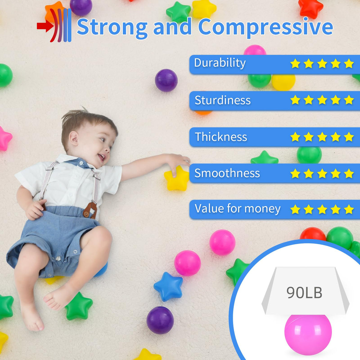STARBOLO 2-2in ball pit balls are comfortable for little hands