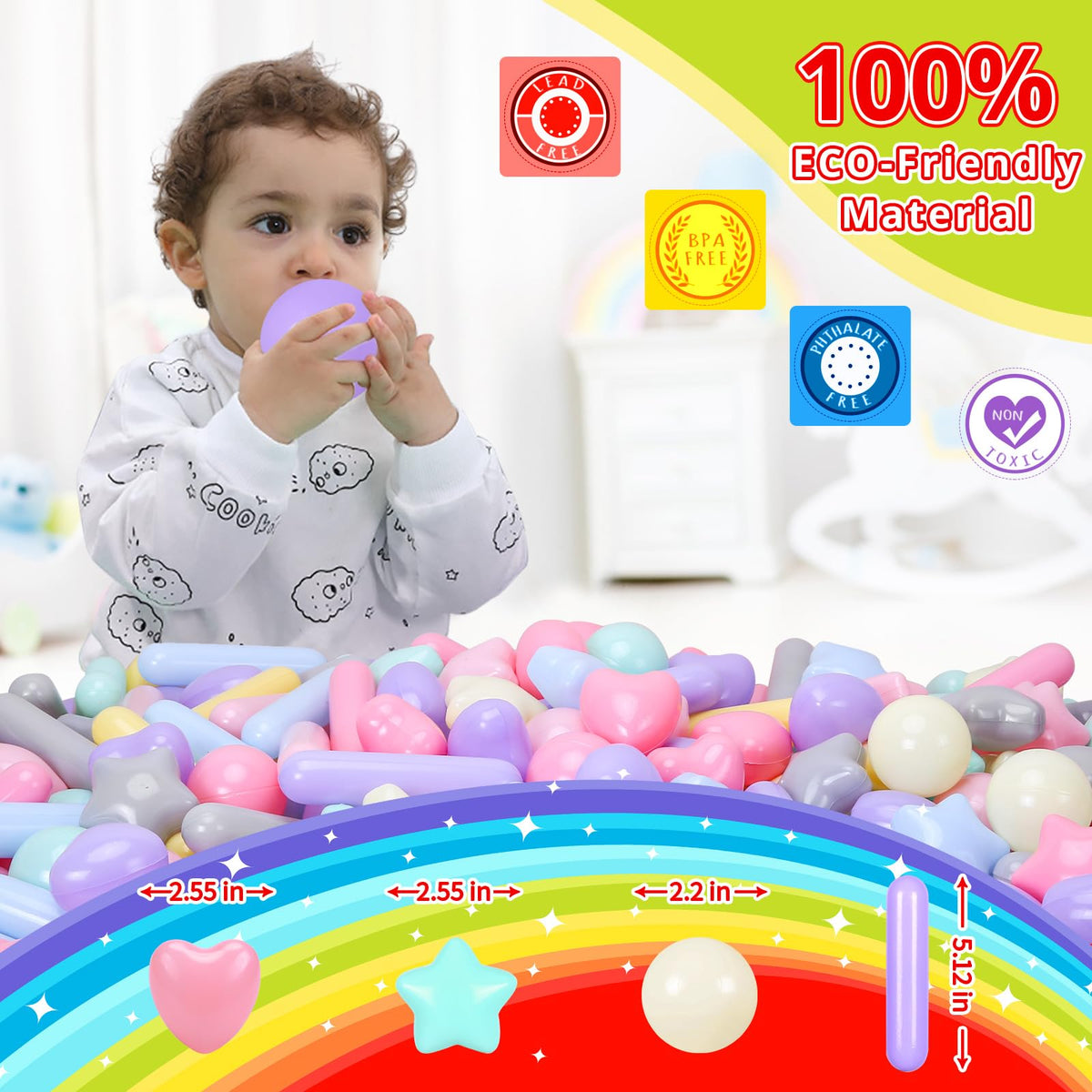 STARBOLO Baby-toddler friendly balls in cheerful play scene.